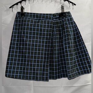 wild fable Black and Blue Plaid Pleated Mini Skirt